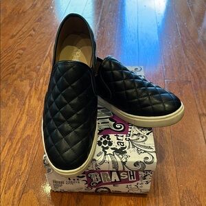 Brash Black Quilted Slip-On Shoes